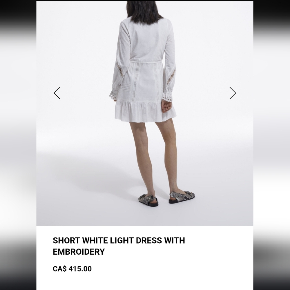 The Kooples Embroidered Lace Tie Waist Dobby Square-Neck Flounce Shirtdress Sz M - Picture 4 of 16